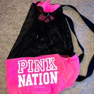 mesh drawstring PINK bag